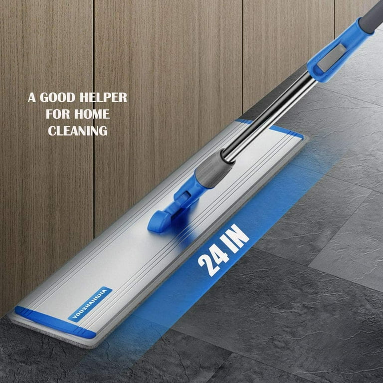 CQT Commercial Flat Microfiber Floor Mop Cleaning System 24 Inch Wet Dry  and Dust Hardwood with 4 Washable Pads Cleaner for Laminate Tile Stainless