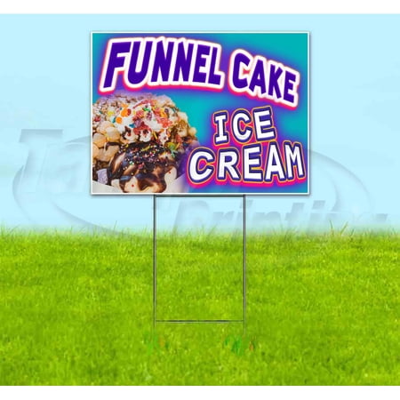 Funnel Cake Ice Cream (18 x 24 ) Yard Sign Includes Metal Step Stake