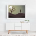 thumbnail image 3 of Girl Running in the Moonlight - Digital Art Silhouette Night Sky Moon Mystical Nature Minimalist White Framed Wall Art Print 11 x 14 inches, 3 of 4