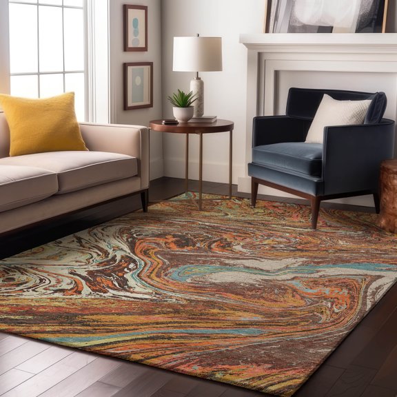 Addison Rugs Mayfield Premium Machine Washable Transitional Abstract Khaki Rectangle Rug, 10' x 14'