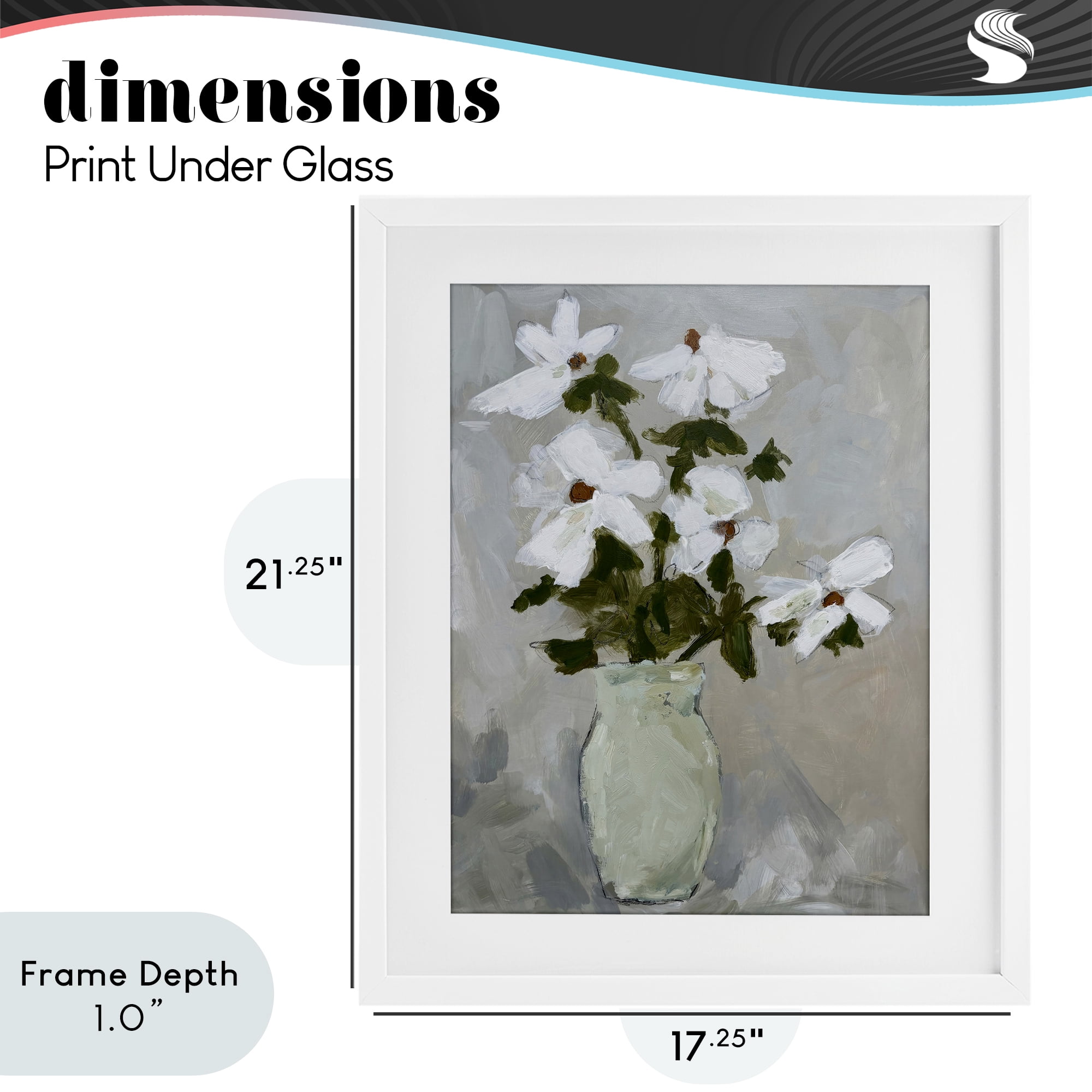 Stupell Industries Cosmos Flowers Serene Rustic Vase White Framed Print Under Glass, design by Chloe Elliot