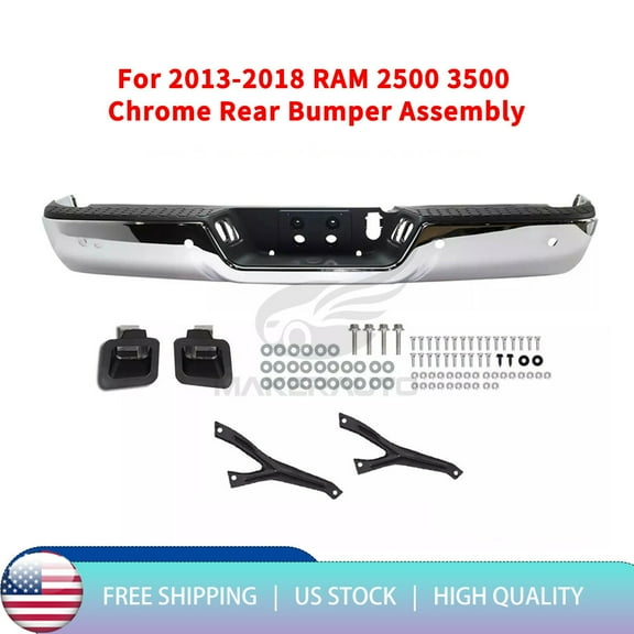NEW For 2013-2018 RAM 2500 3500 W/Sensor Unassembled Chrome Rear Bumper Assembly