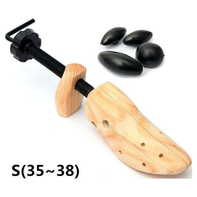 1x Men Women Wooden Adjustable 2-Way Professional Shoe Stretcher Shaper Tree Material 35-38