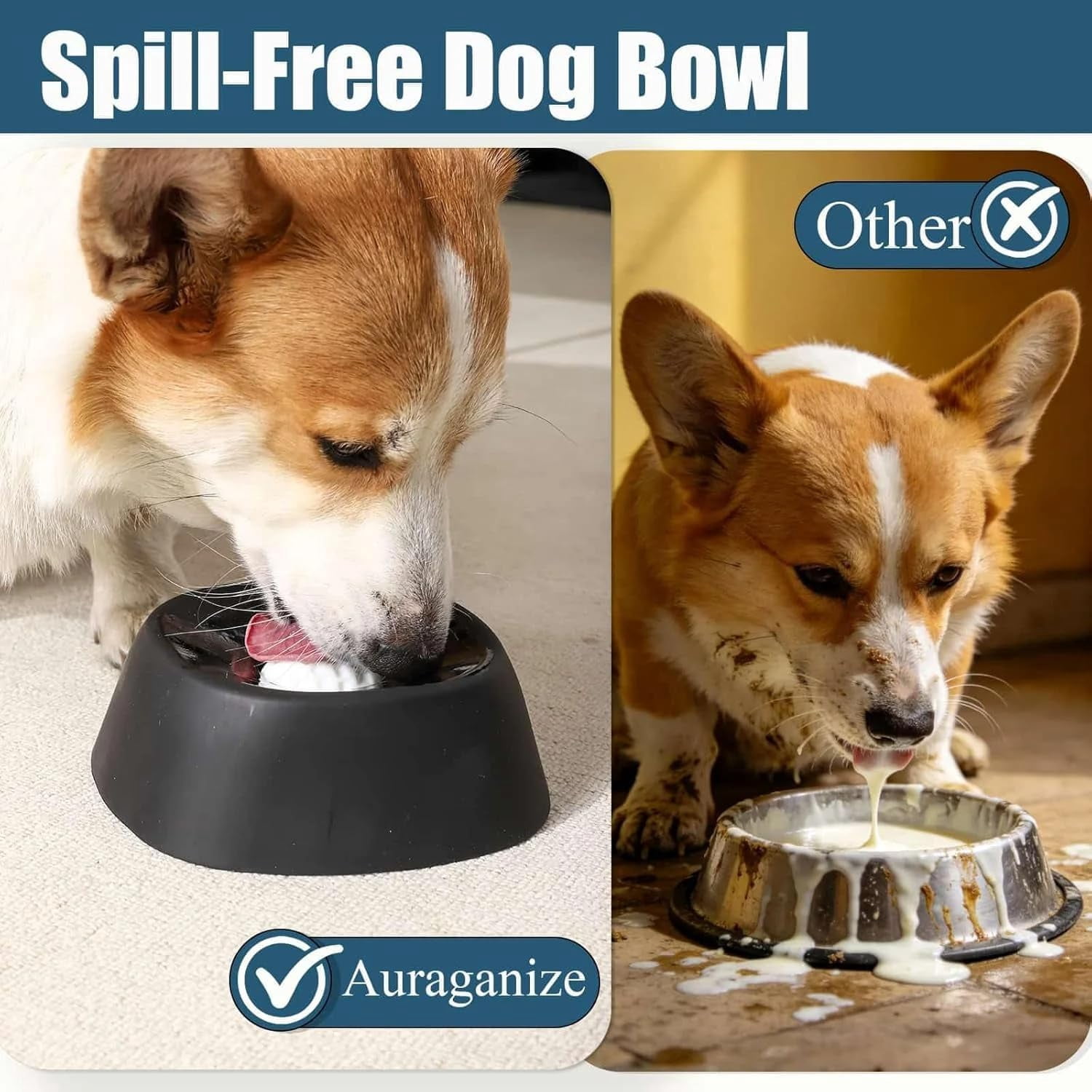 Pupa Paws Lick Roll Bowl, Slow Feeder Dog Bowls, Dog Lick Bowl with Rolling Ball, Interactive Lick Feeder for Wet Food & Treats, Anti-Slip Enrichment Bowl for Anxiety Relief, Keeps Pets Busy
