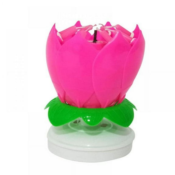 gluttony Lotus Flower Musical Birthday Candle Rotating Spin Magic Cake Topper Party