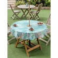 thumbnail image 4 of Outdoor Tablecloths with Umbrella Hole & Zipper, Coastal Round Tablecloths 60 Inch, Summer Nautical Beach Coral Starfish Blue Ombre Waterproof Table Cloth, Patio/Pool/Picnic Table Covers, 4 of 8