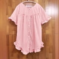 thumbnail image 6 of Womens Tops Striped Puff Sleeve Stand Collar Loose Blouse Spring Summer Shirts for Women Red 2Xl, 6 of 6