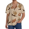 thumbnail image 3 of Honeii 's Cartoon Squirrel for men's short-sleeved button-up collared shirt featuring a pocket, perfect for beach vacations, and travel adventures., 3 of 5