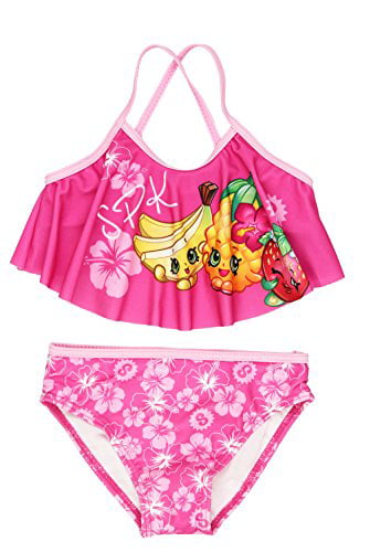 Shopkins Girls Swimwear Swimsuit (6X, Pink SPK Bikini) - Walmart.com