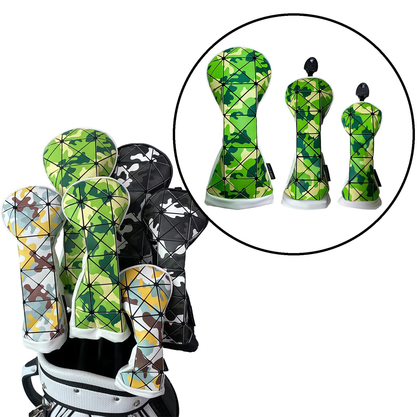 funtasica Golf Headcover Golf Club Head Covers PU Leather Long Neck Fairway Wood Cover Durable Golf Driver Head Covers Golfer Equipment 3pcs Green