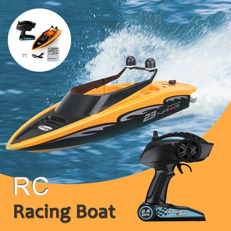 High-Speed 2.4Ghz 4 Channel Rechargeable Remote Wireless RC Racing Boat For Lakes Pool With Propellers Full Functions Outdoor Kids Toy Radio Remote Control