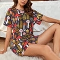 thumbnail image 4 of Fotbe Mushrooms And Leaves Print Pajama Set for Women 2 Piece Loungewear Short Sleeve Tops and Shorts Set Soft Sleepwear-Medium, 4 of 7