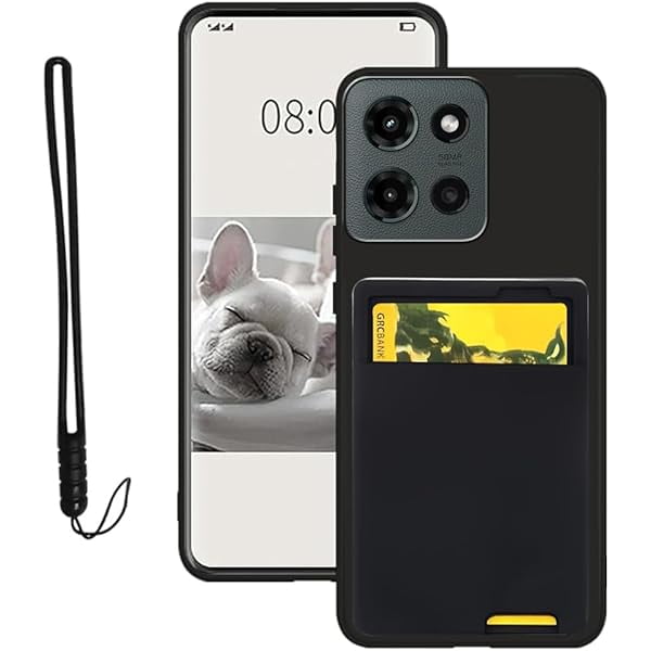 wonima11 B-wishy Compatible with Motorola Moto G Power 2025 Case,Shockproof Slim Soft TPU Protective Phone Case with Card Holder/Wrist Strap Lanyard for Moto G Power 2025(C Black)