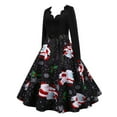 thumbnail image 3 of FASHIONWT Women Christmas Skater Dress Vintage Party Knee Length Dress, 3 of 5