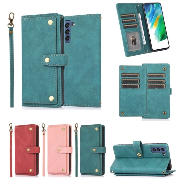 For Samsung Galaxy S22/S22 /S22 Ultra Phone Case，Shockproof Luxury Leather Flip Card Holder Cover，Silm Wallet Stand Case Cover With Strap