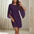 thumbnail image 4 of JGGSPWM Womens Casual Fashion Dresses Flutter Sleeve Formal Dresse Wedding Guest Dresses for Women 2025 Trendy Purple XXL, 4 of 8