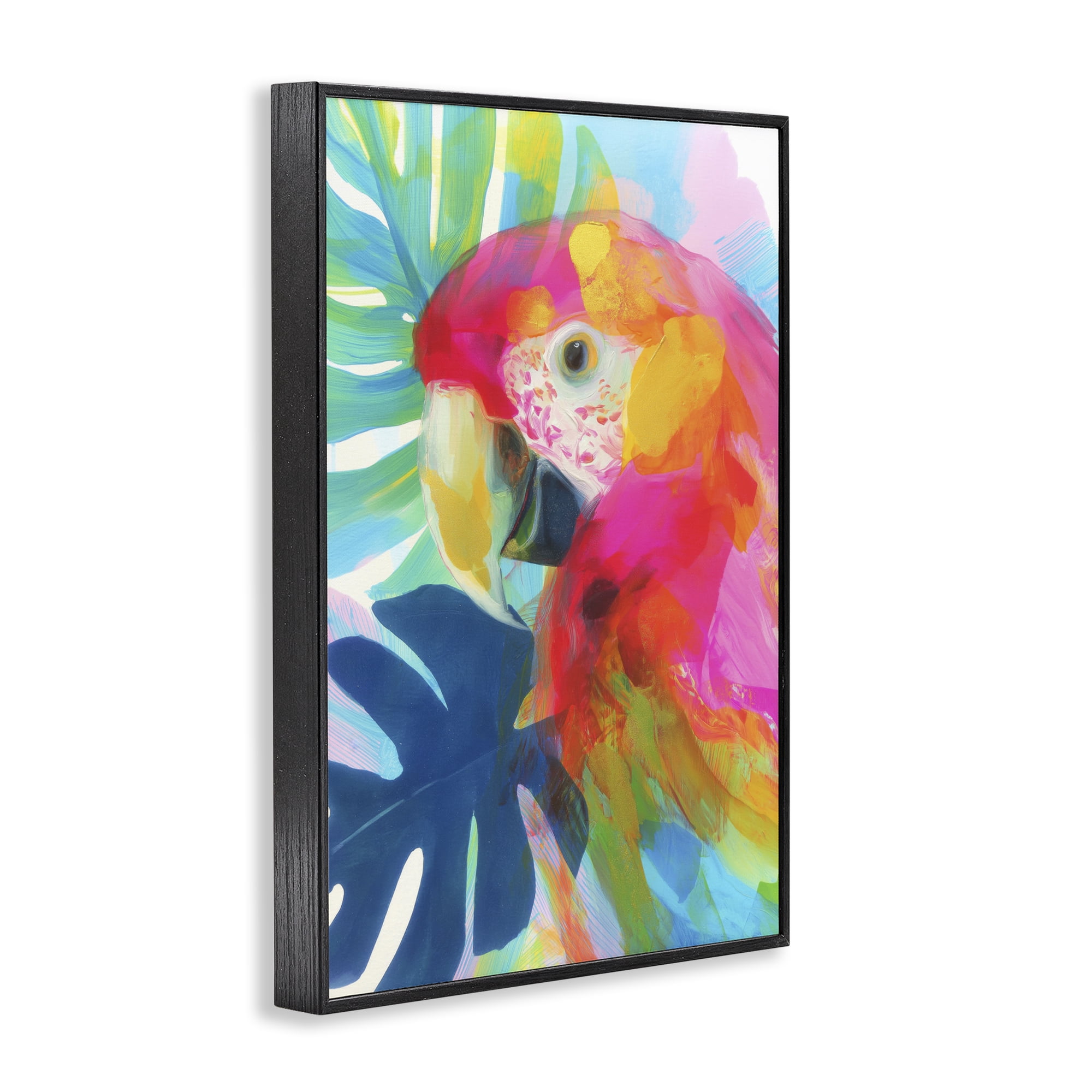 Stupell Industries Scarlet Macaw in Paradise Black Framed Giclee Art, design by Chromatic Storm Studio