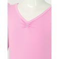 thumbnail image 5 of Alvivi Girls Ruffle Shoulder Ballet Dance Gym Leotard One Piece Long Sleeve Crisscross Bodysuit Pink 5-6, 5 of 7