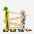thumbnail image 3 of Cartoon Children Wooden Ladder Gliding Car Racing Track Educational Slide Toy, 3 of 4