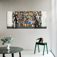 thumbnail image 3 of Canvas Wall Art Banksy Graffiti Pictures 3 Panels Modern Abstract Street Pop Art Posters Prints Artwork Home Decorations for Living Room Bedroom Office Framed Ready to Hang - 12"x16"x3pcs, 3 of 6