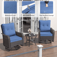 thumbnail image 5 of ALAULM 3-Piece Rattan Rockers , Wicker Swivel Rocking Chair Set with Glass Top Coffee Table, 360° rotation (Navy Blue), 5 of 8