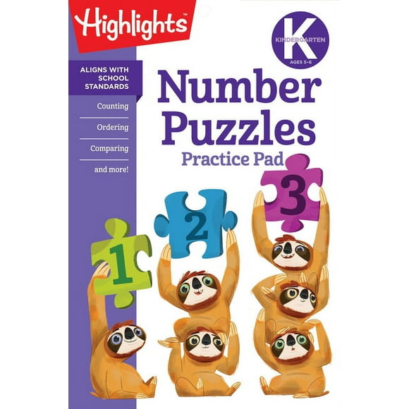 Highlights Learn on the Go Practice Pads: Kindergarten Number Puzzles (Paperback)