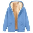 thumbnail image 5 of idosla Zip Up Hoodie Women Fleece Sherpa Lined Jacket Fall Winter Coat Casual Trendy Clothing (Blue, XXL), 5 of 5