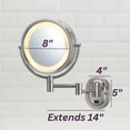 thumbnail image 3 of Jerdon Wall-Mounted Makeup Mirror with 5X Magnification - Nickel Makeup Mirror with LED Lights - Direct Wire - Model HL65ND, 3 of 8