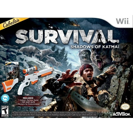 Wwii Gun - Cabela's Survival: Shadows of Katmai (GAME & TOP SHOT ELITE GUN BUNDLE) Nintendo Wii