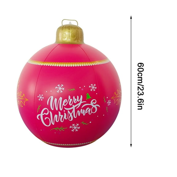 JeashCHAT PVC Inflatable Christmas Ball With Large Weight Stand Firmly On The Yard, 24 Inch Large Outdoor Decorated Ball With Light, Remote For Yard & Pool Decorations