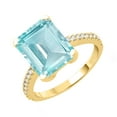 thumbnail image 2 of Gold Over Sterling Silver with Natural Aquamarine and White Topaz Solitaire Ring, 2 of 3