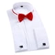 thumbnail image 3 of Camisa de esmoquin para boda, cuello con punta de ala y pajarita, camisa plisada, gemelos, Top regular de manga larga para hombres, 3 of 5