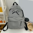 thumbnail image 4 of Grid Backpack Heavy Duty, Bowknot Embroidery School Backpack, Durable Student Bookbag for Elementary Primary Middle School, Black, 4 of 7