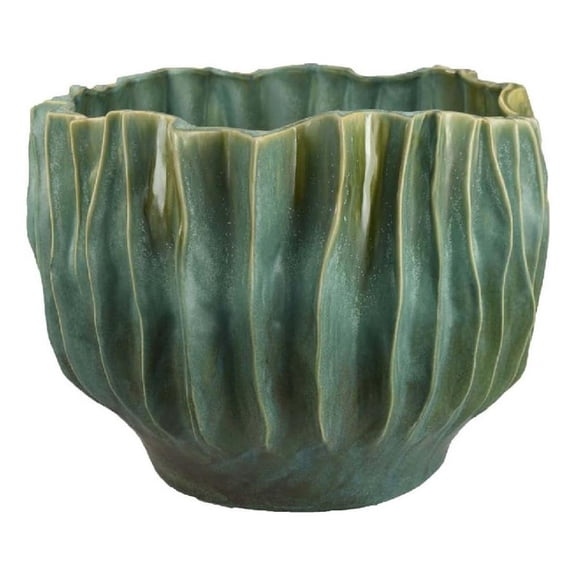 Benjara Esam Decorative Planter- Textured Ceramic Body- 19" Dark Blue