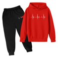 thumbnail image 3 of JIAYUE Boys Girls Kids Valentines Day Outfit Sets Heart Print Long Sleeve Hooded Pull-On Sweatshirt Sweatpants Sportwear For Kids Stylish Holiday Sets, 3 of 3