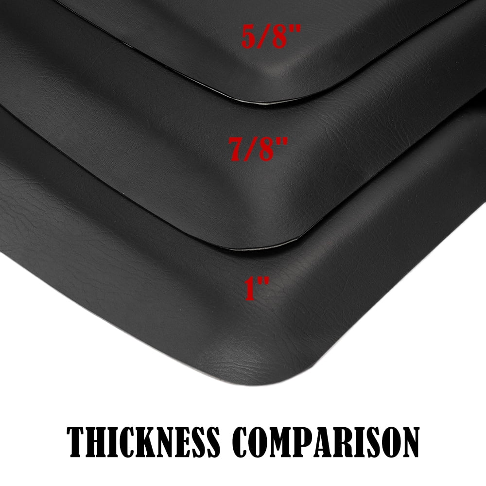 Kepooman 3' x 5' Salon Anti Fatigue Mats, Beauty Salon PU Rectangle Salon Mat, Standing Mat, Half Round Salon and Barber Shop Chair Anti-Fatigue Floor Mat for Hair Stylist, Black