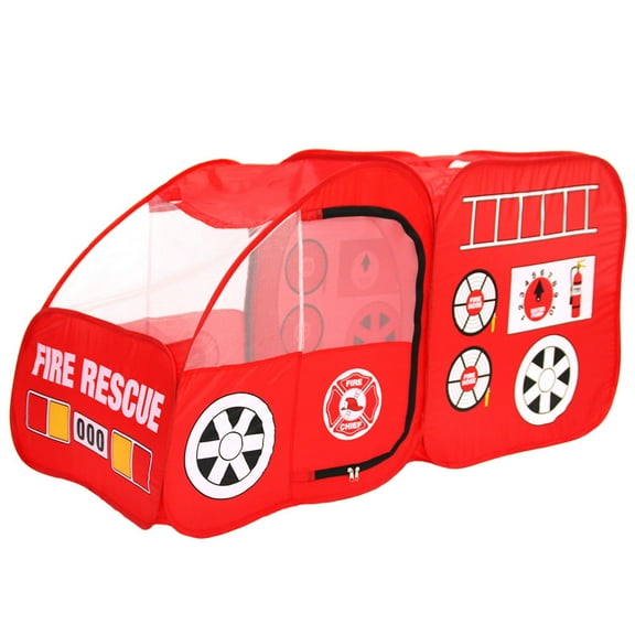 KEINXS Fire Truck Tent with Sound Button for Little Boys and Girls, Red Firefighter Popup Indoor/Outdoor Playhouse