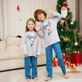 thumbnail image 2 of Pyjama de Noël 2025 Tête de Cerf Dessin Animé Carreaux Bleus Col Rond Manches Longues Parent-Enfant Famille, 2 of 3