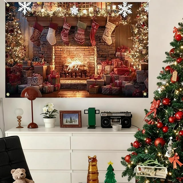 Tapiz Navideño para Decoración de Habitaciones | 150 X 89 Cm | Tela de Poliéster Multicolor | Decoración Festiva para Paredes | 1 Unidad