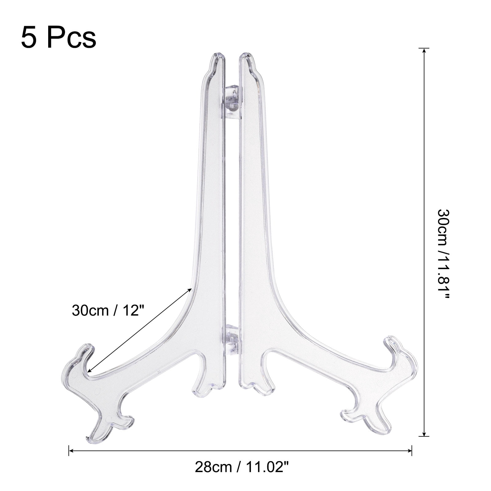 Unique Bargains 5Pcs 12 Inch Clear Acrylic Easel Display Stands for Card and Photo Frame