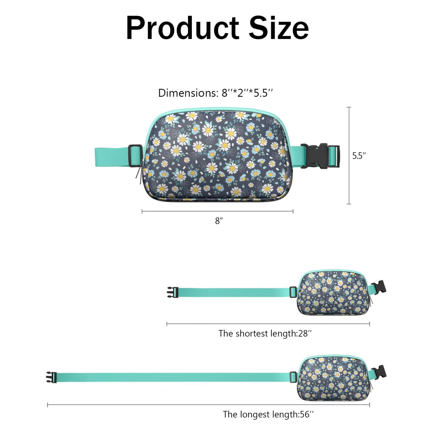 Retro Daisy Print Waist Bag – Boho Floral Fanny Pack with White & Yellow Bloom Design, Perfect for Sunny Outdoor Adventures