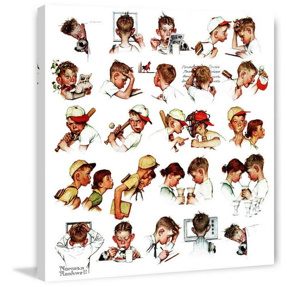 Marmont Hill "Day in the Life of a Boy" by Norman Rockwell Painting Print on Canvas