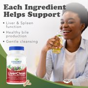 RidgeCrest Herbals LiverClean, Natural, Herbal Liver Support Supplement with Blessed Thistle Herb, Dandelion, Barberry, Wild Yam, Detox and Cleanse Support Formula, Healthy Bile (60 Caps, 30 Serv)