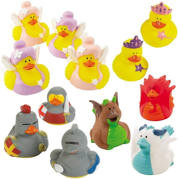 Fun Express 2" - 2 1/2" Bulk 48 Pieces Medieval Fairy Tale Duck Assortment Kit