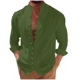 thumbnail image 2 of Stamzod Mens Linen Shirt Long Sleeve Button Down Cuban Guayabera Shirts for Men Lightweight Loose Fit Comfy Beach Hippie Shirts, 2 of 6