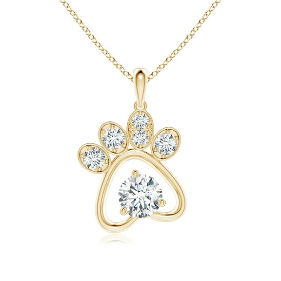 ANGARA Lab Grown Diamond Paw Print Pendant for Women in 14K Yellow Gold (Size-5.1mm| Color-F-G| Clarity-VS) | April Birthstone, Anniversary, Jewelry Gift for Women | Lab-Grown Diamond Necklace