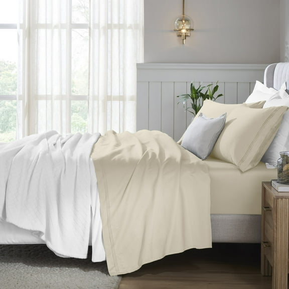 Superior Egyptian Cotton Deep Pocket 650 TC Sheet Set, Twin XL, Ivory