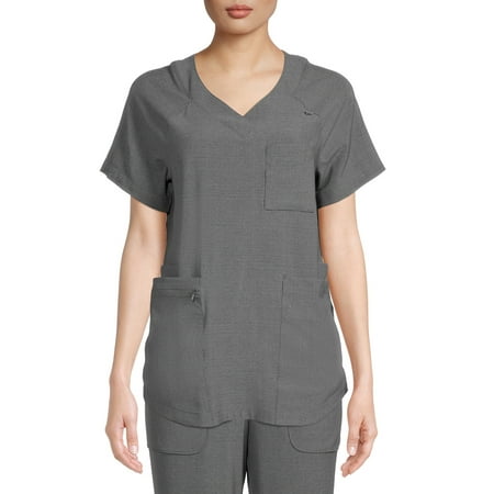 ClimateRight by Cuddl Duds Short Sleeve V-Neck Scrub Top (Women's or Petite), 1 Count, 1 Pack