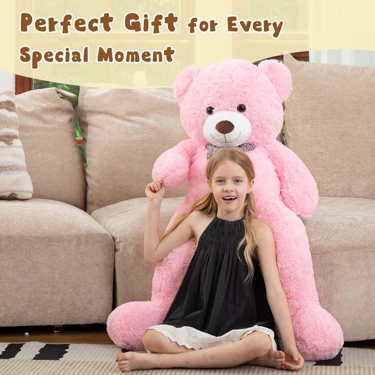 MorisMos 150 Cm Riesen Teddy XXL – Weicher Plüschbär – Rosa Lächelnd – Ideal Als Geschenk