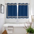 thumbnail image 3 of Navy Blue Kitchen Curtains Short 45 Inch Length, Black Modern Geometric Abstract Art Aesthetics Grommet Top Bedroom Living Room Curtains, Light Filtering Cafe Curtain Drapes 2 Panels Set 84''x45'', 3 of 9